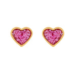 Load image into Gallery viewer, 6MM Heart Pink Glitter 24K Pure Gold Plated Ear Piercing Stud
