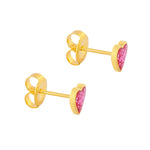 Load image into Gallery viewer, 6MM Heart Pink Glitter 24K Pure Gold Plated Ear Piercing Stud
