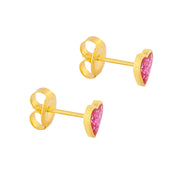 6MM Heart Pink Glitter 24K Pure Gold Plated Ear Piercing Stud