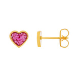 Load image into Gallery viewer, 6MM Heart Pink Glitter 24K Pure Gold Plated Ear Piercing Stud
