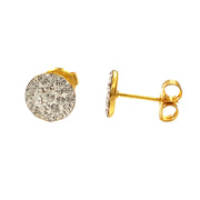 Novelty Flat April Crystal 24K Pure Gold Plated Ear Stud