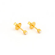 2MM White Pearl 24K Pure Gold Plated Ear Piercing Stud
