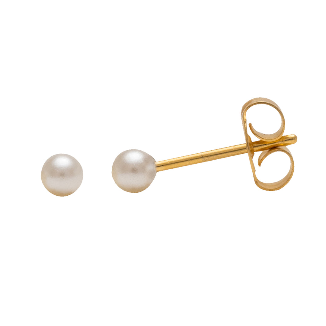 3MM White Pearl 24K Pure Gold Plated (Self Piercer) Ear Stud