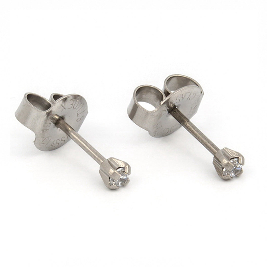 2MM Cubic Zirconia Allergy-free Stainless Steel (Self Piercer) Ear Stud