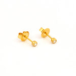 Load image into Gallery viewer, 2MM April Crystal 24K Pure Gold Plated Ear Piercing Stud For Kids
