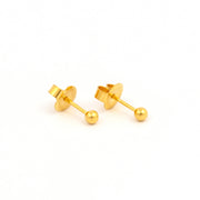 3MM Ball 24K Pure Gold Plated Ear Piercing Stud For Kids