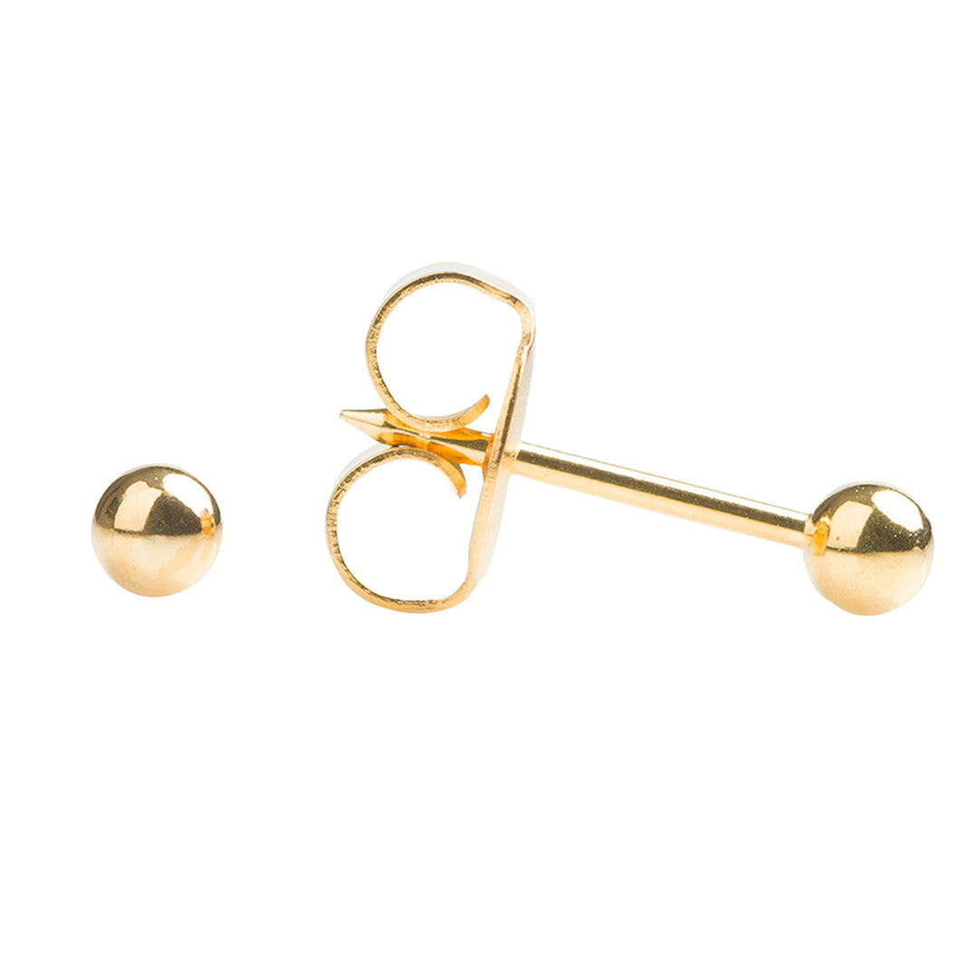 3MM Ball 24K Pure Gold Plated Ear Piercing Stud For Kids