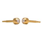 Load image into Gallery viewer, 2MM White Pearl Bezel 24K Pure Gold Ear Piercing Stud For Kids
