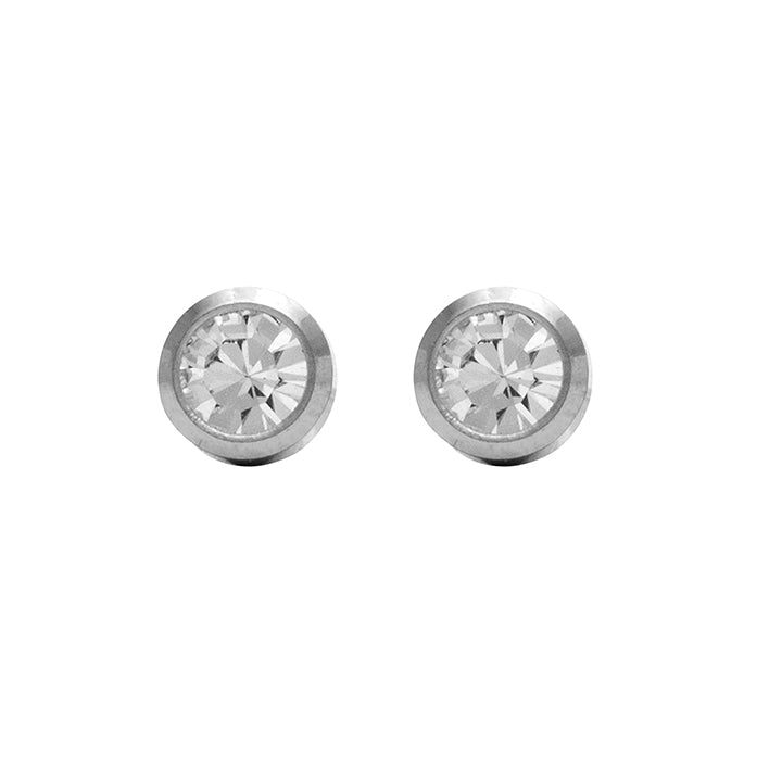 2MM April Crystal Allergy-free Stainless Steel Ear Piercing Stud For Kids