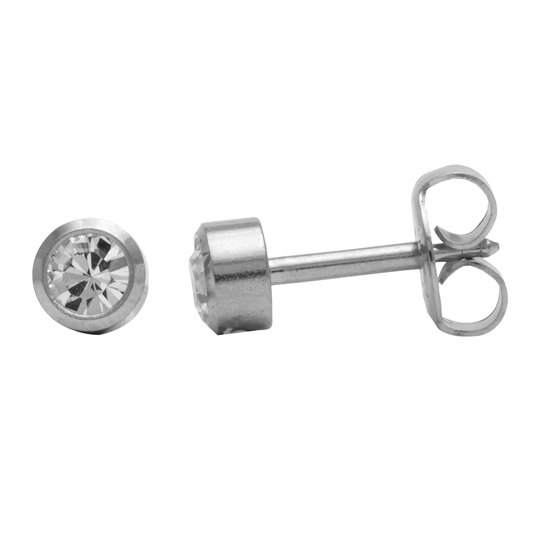 2MM April Crystal Allergy-free Stainless Steel Ear Piercing Stud For Kids