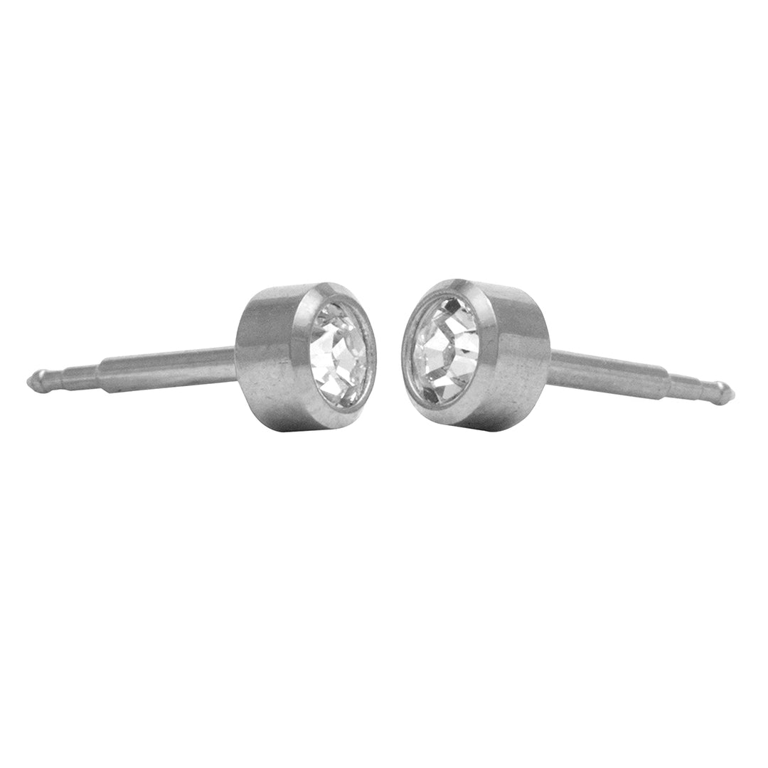 2MM April Crystal Allergy-free Stainless Steel Ear Piercing Stud For Kids