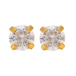 Load image into Gallery viewer, 5MM Cubic Zirconia 24K Pure Gold Plated Ear Piercing Stud
