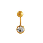 Load image into Gallery viewer, Body Jewellery Single Jewel Crystal Gold-Plated 14G 14G 10MM Belly Stud
