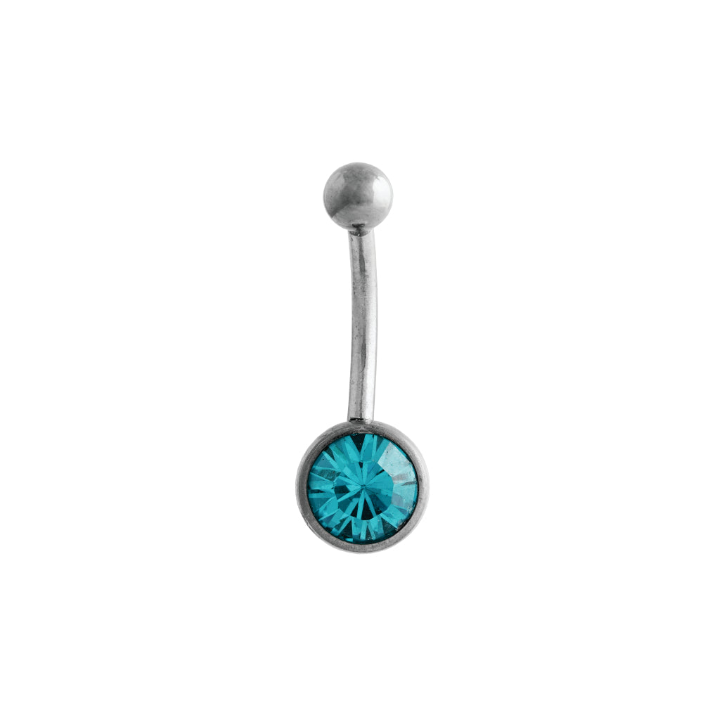 Body Jewellery Single Jewel Aqua Stainless Steel 14G 10MM Belly Stud