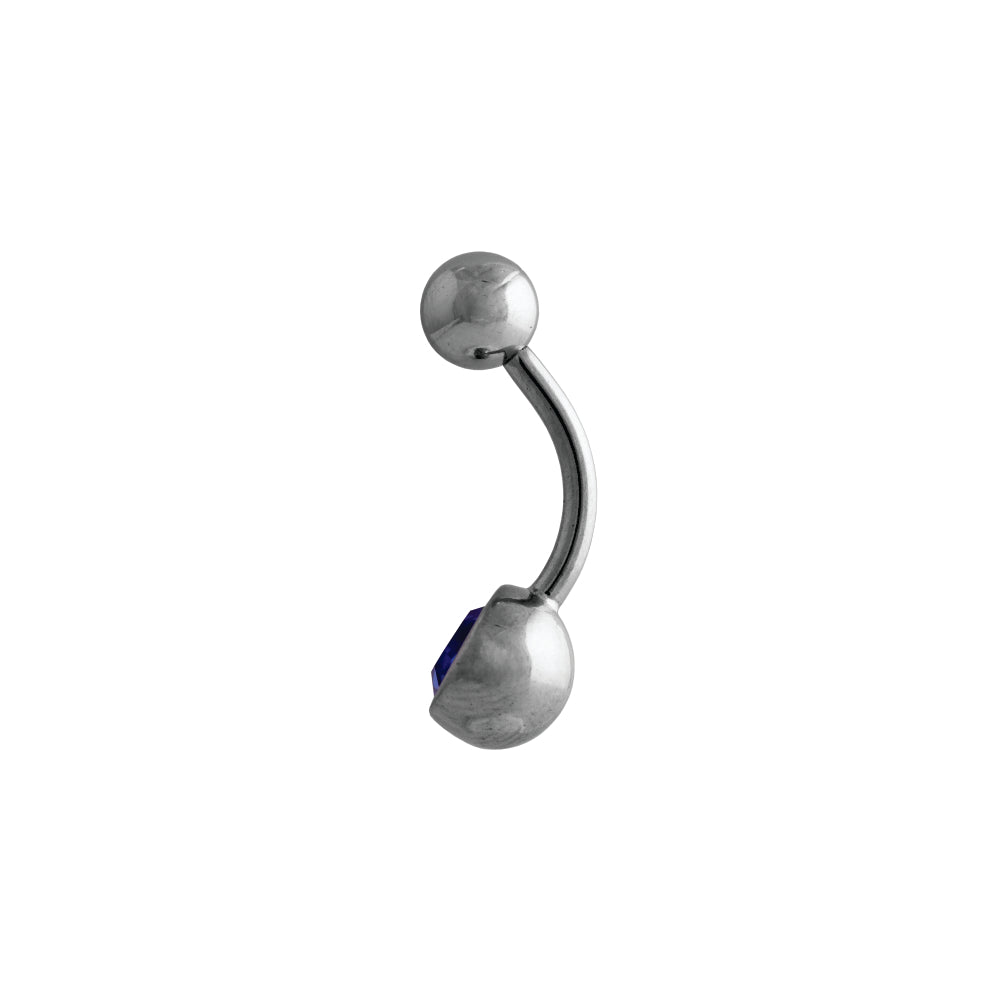 Body Jewellery Single Jewel Sapphire Stainless Steel 14G 10MM Belly Stud