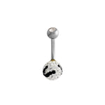 Load image into Gallery viewer, Body Jewellery Black White Stone Zebra Ball Stainless Steel 14G Belly Stud
