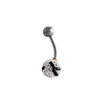 Load image into Gallery viewer, Body Jewellery Black White Stone Zebra Ball Stainless Steel 14G Belly Stud

