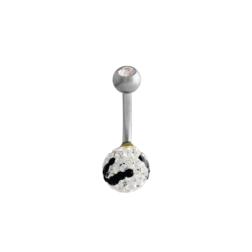 Body Jewellery Black White Stone Zebra Ball Stainless Steel 14G Belly Stud