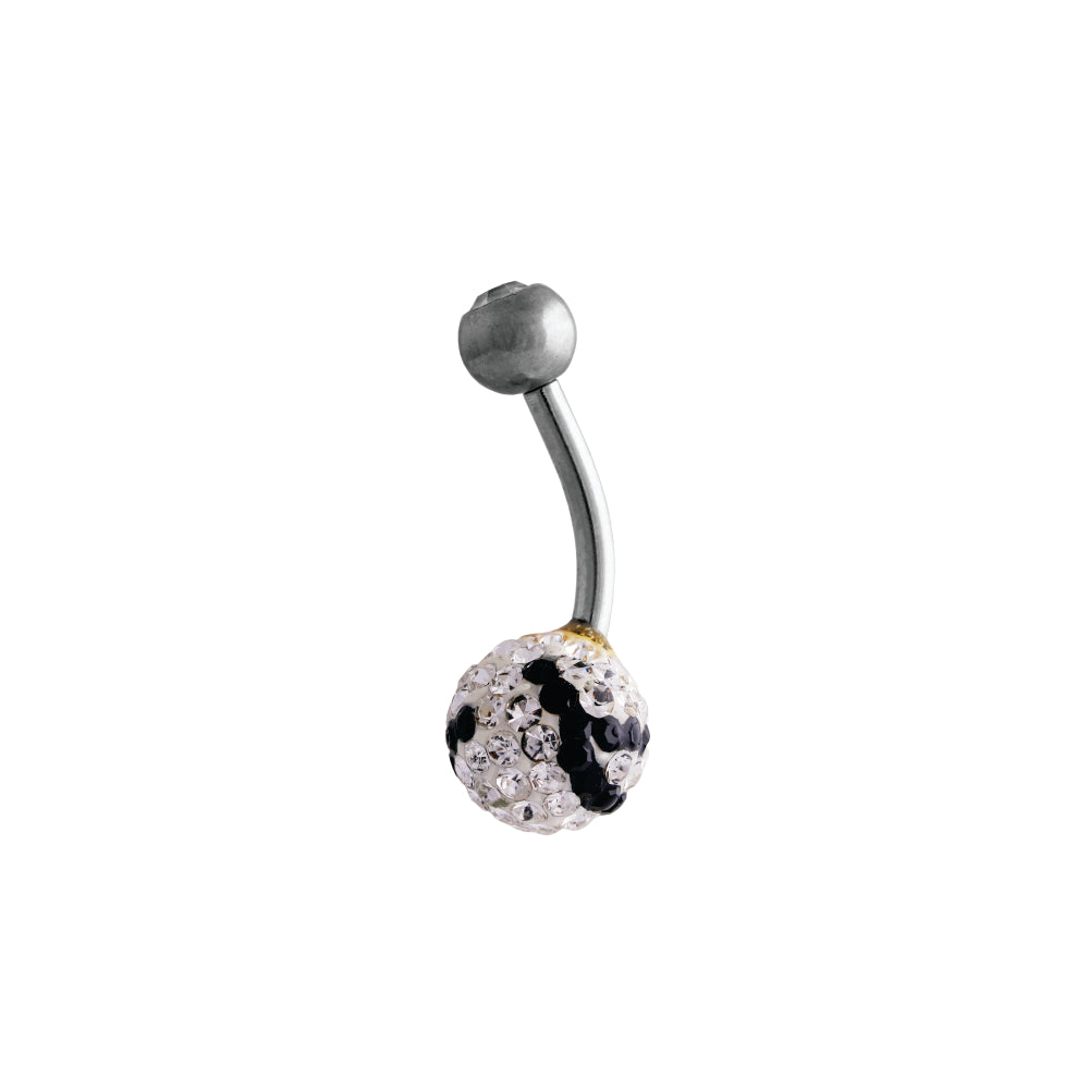 Body Jewellery Black White Stone Zebra Ball Stainless Steel 14G Belly Stud