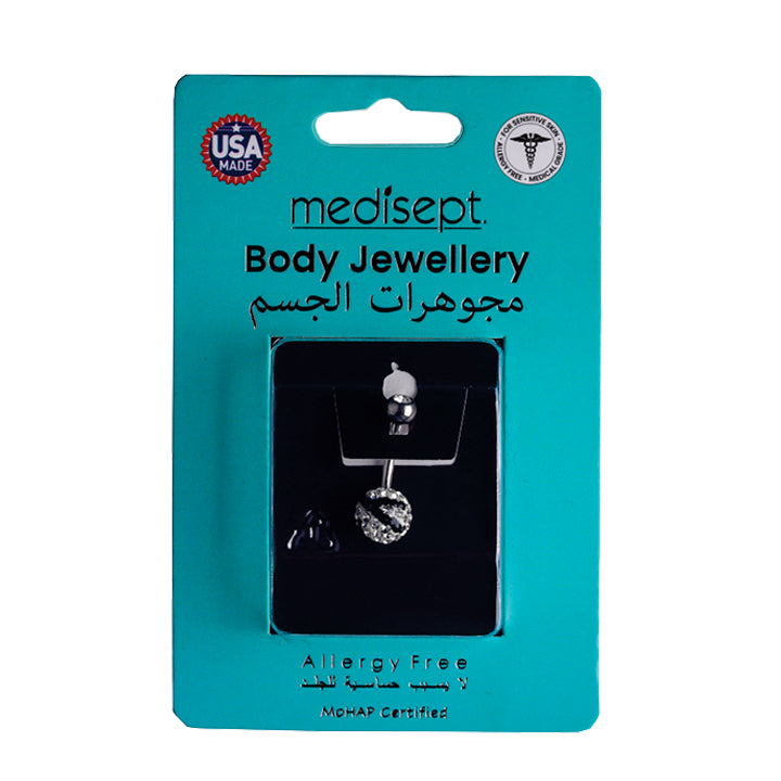Body Jewellery Black White Stone Zebra Ball Stainless Steel 14G Belly Stud
