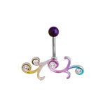 Load image into Gallery viewer, Body Jewellery Shape Tribal Rainbow Stainless Steel 14G Belly Stud

