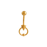 Load image into Gallery viewer, Body Jewellery Ring Bell Spike Gold-Plated 14G 10MM Belly Stud

