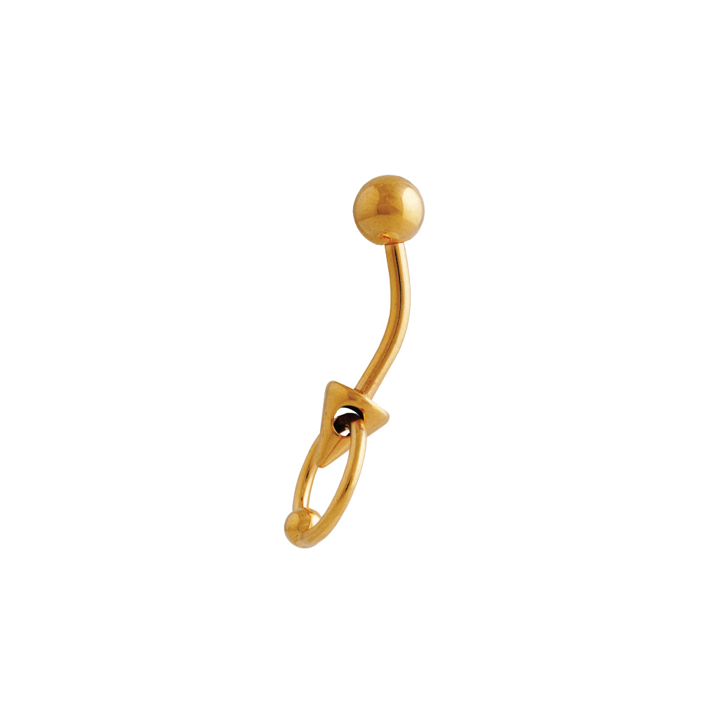 Body Jewellery Ring Bell Spike Gold-Plated 14G 10MM Belly Stud