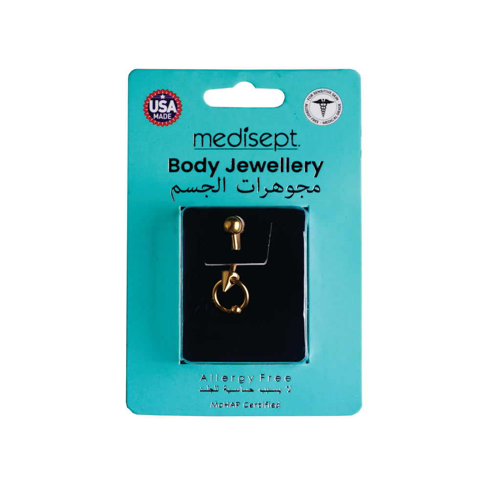 Body Jewellery Ring Bell Spike Gold-Plated 14G 10MM Belly Stud
