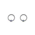 Load image into Gallery viewer, Body Jewellery Double Ring Ball Sapphire Stainless Steel Captive Beads &amp; Eyebrow Studs
