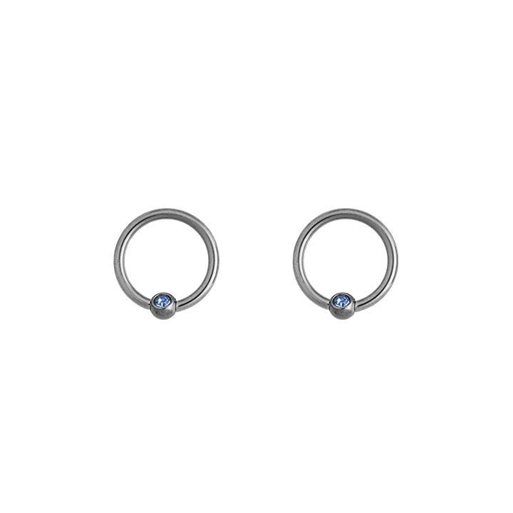 Body Jewellery Double Ring Ball Sapphire Stainless Steel Captive Beads & Eyebrow Studs