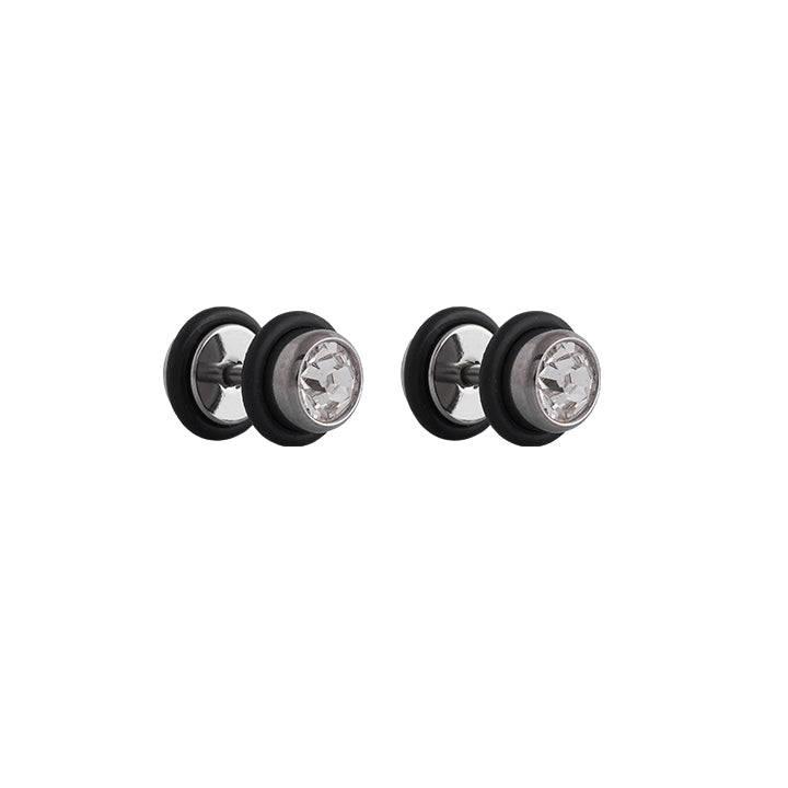Body Jewellery Non Stretch Crystal Plug 2-PK Stainless Steel Captive Beads & Eyebrow Studs