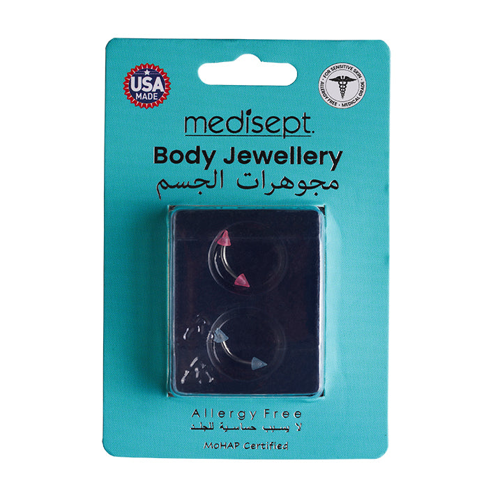 Body Jewellery Rose And Aqua 16G Stainless Steel 3/8 Eyebrow Studs