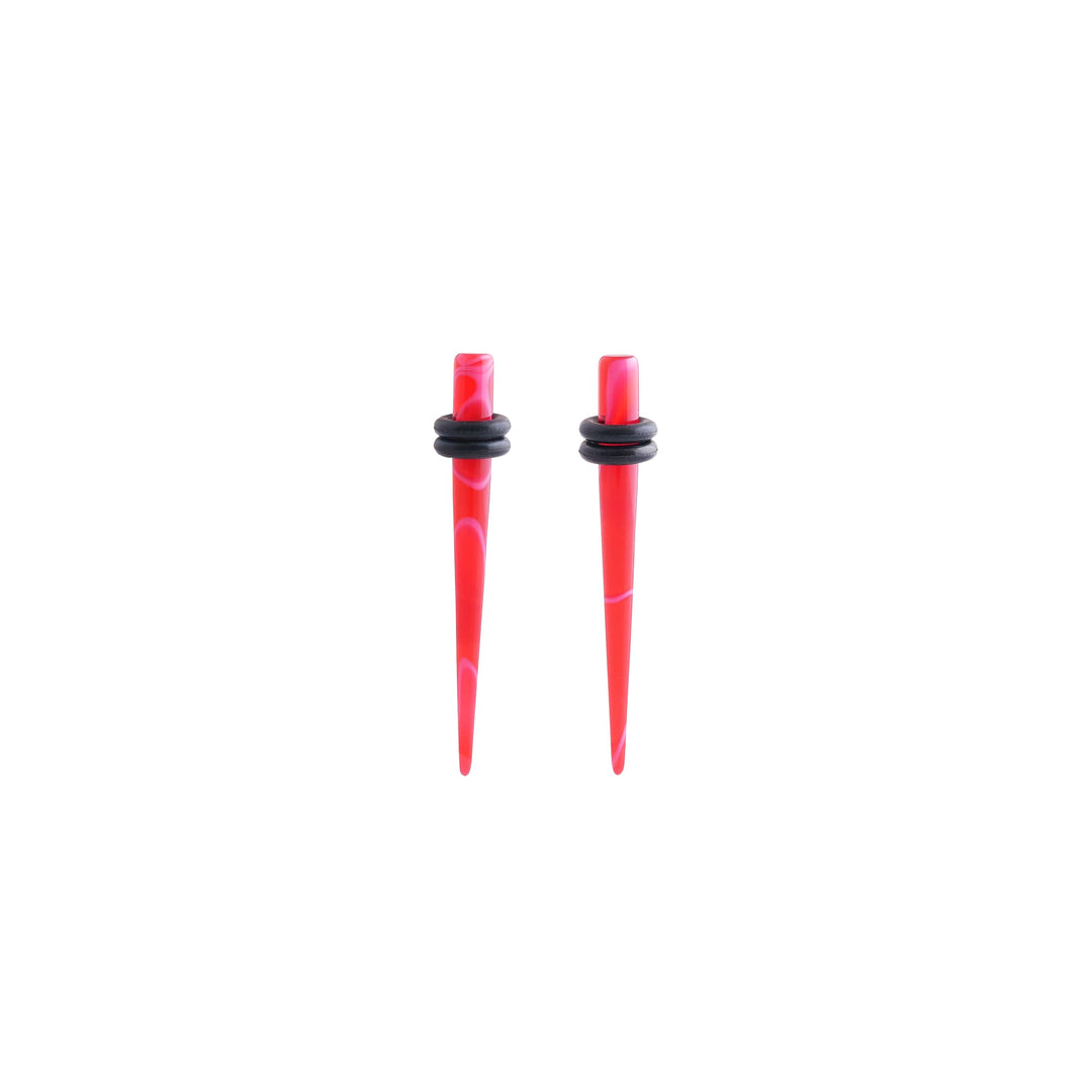 Body Jewellery Acrylic Taper Red 2-Pk Surgical Steel 6G Earring