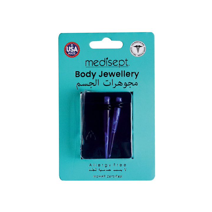 Body Jewellery Acrylic Taper Blue 2-Pk Surgical Steel 6G Earring