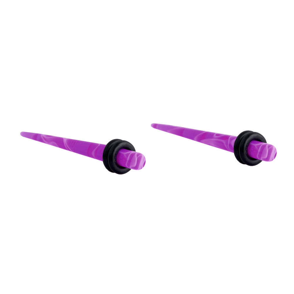 Body Jewellery Acrylic Taper Purple 2-Pk Surgical Steel 8G Earring