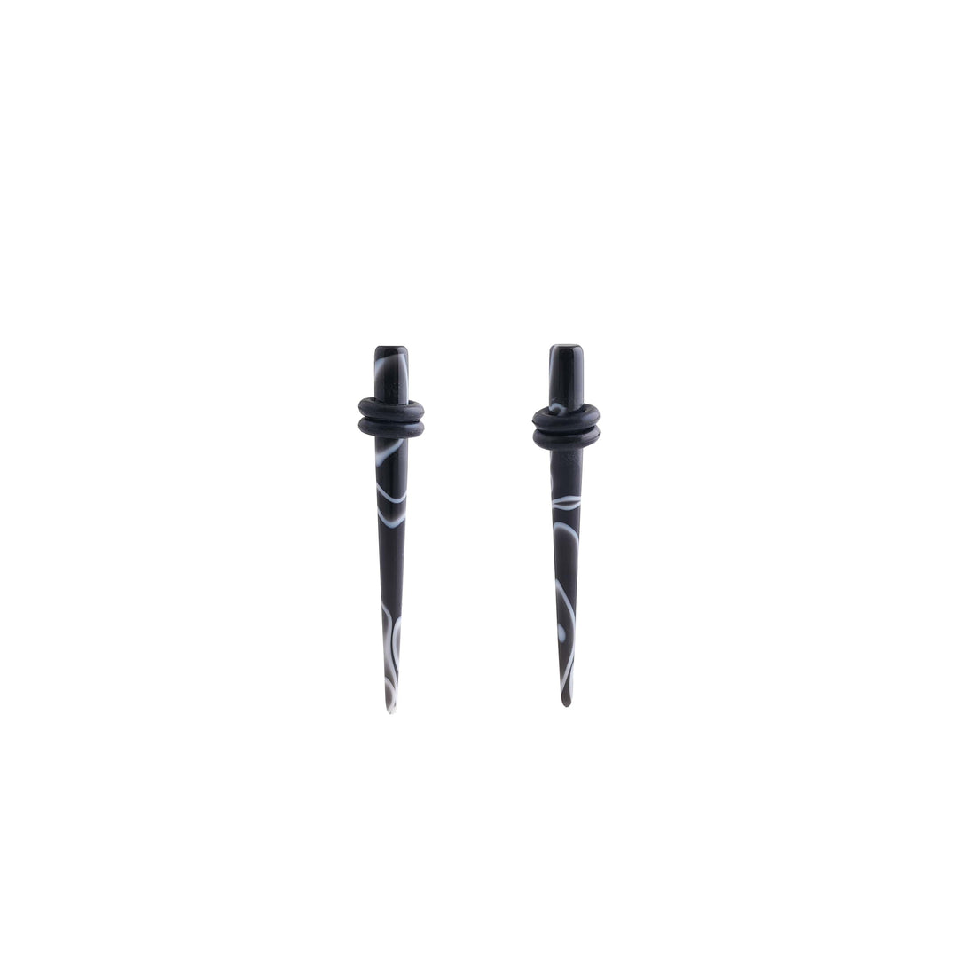 Body Jewellery Acrylic Taper Black 2-Pk Surgical Steell 8G Earring