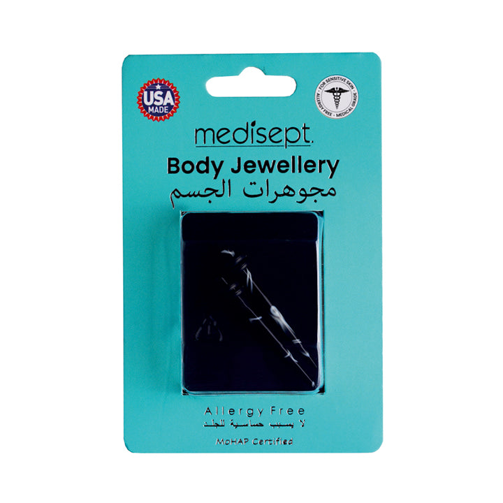 Body Jewellery Acrylic Taper Black 2-Pk Surgical Steell 8G Earring