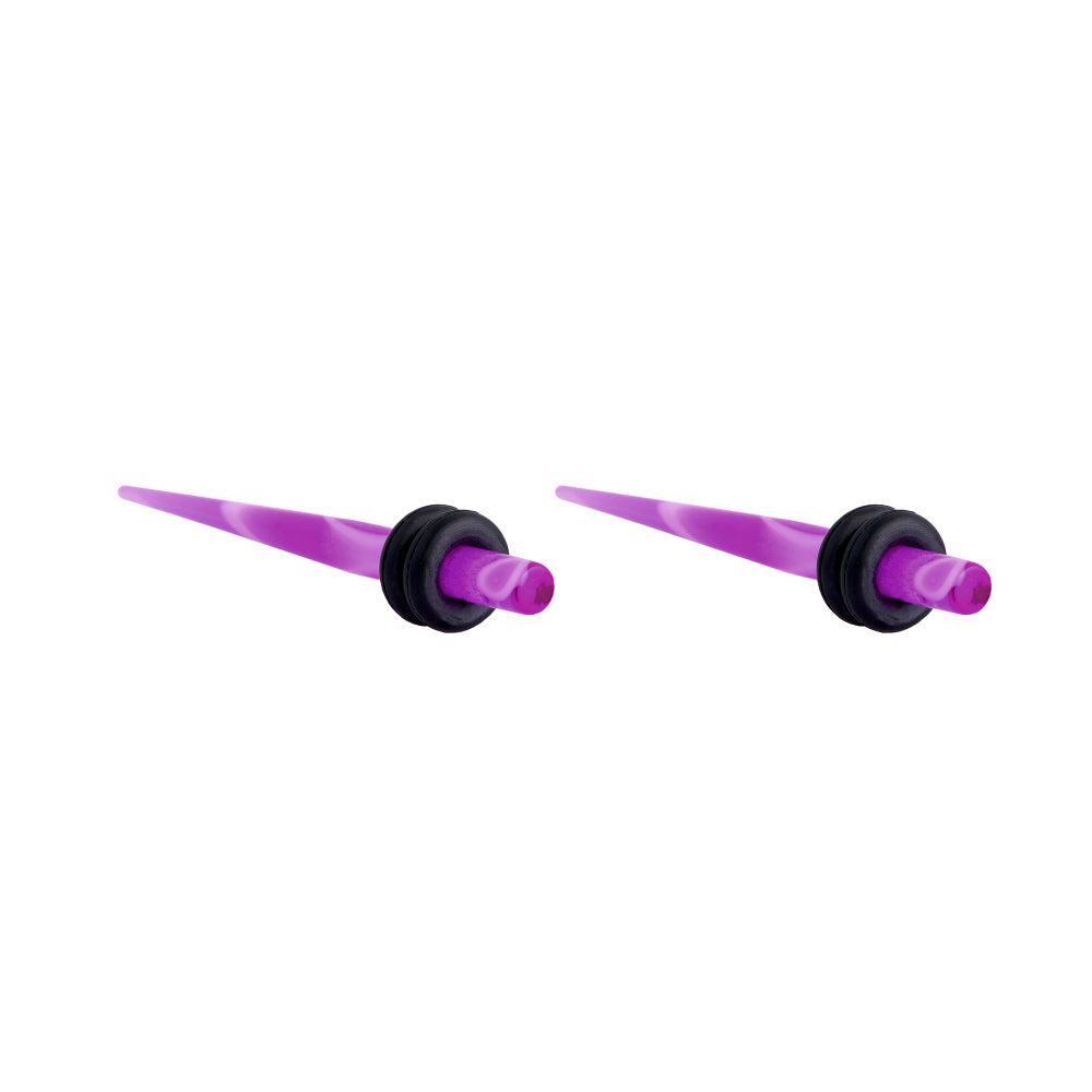 Body Jewellery Acrylic Taper Purple 2-Pk Surgical Steel 6G Earring