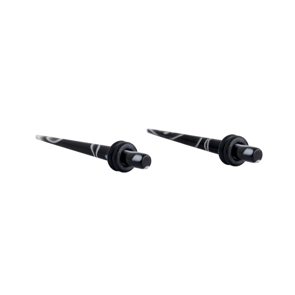 Body Jewellery Acrylic Taper Black 2-Pk Surgical Steel 6G Earring