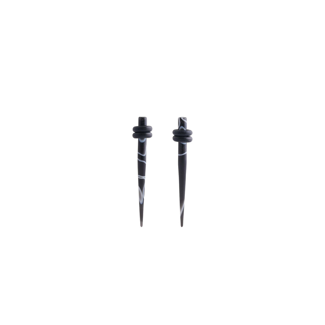 Body Jewellery Acrylic Taper Black 2-Pk Surgical Steel 6G Earring
