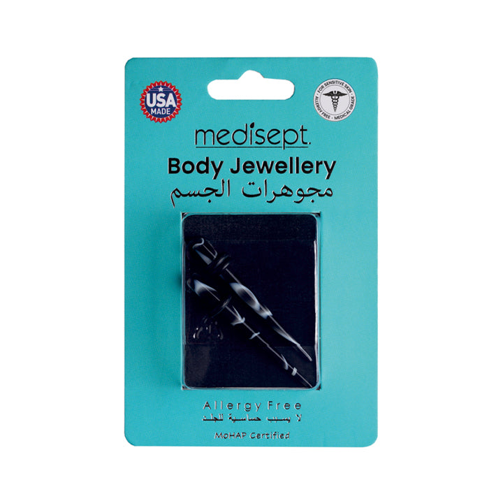 Body Jewellery Acrylic Taper Black 2-Pk Surgical Steel 6G Earring
