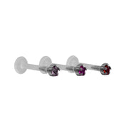 Body Jewellery Polycarbonate Alexandrite/Amethyst/Ruby Labrets Studs