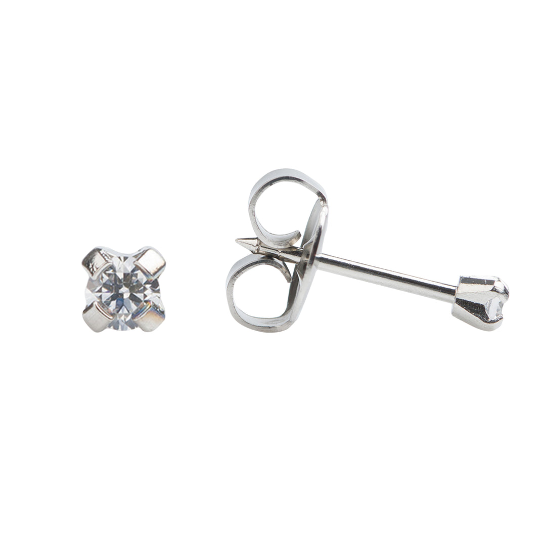 3MM Cubic Zirconia Allergy-free Stainless Steel (Single Studs) Ear Piercing Stud For Men