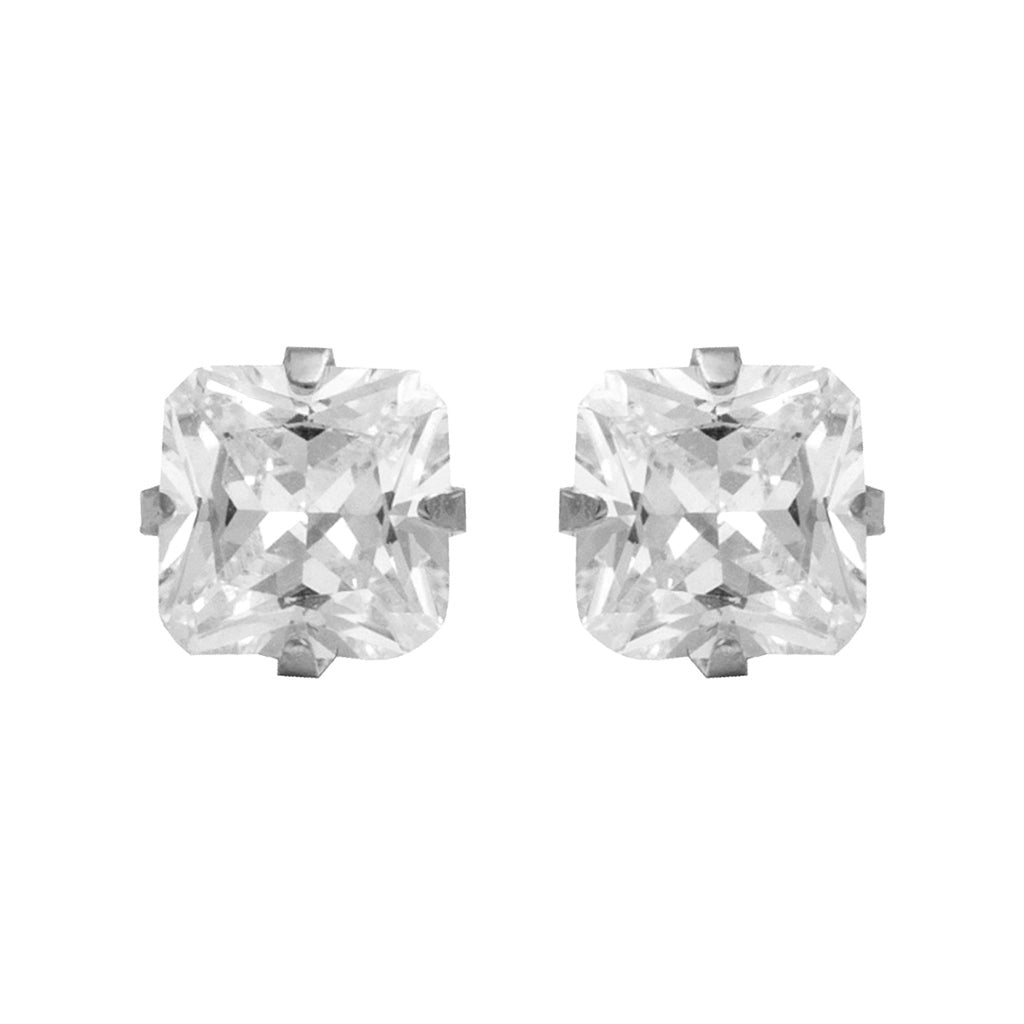 3MM Cubic Zirconia Princess Cut Allergy-free Stainless Steel (Single Studs) Ear Piercing Stud For Men