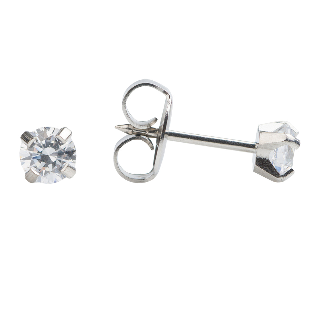 4MM Cubic Zirconia Allergy-free Stainless Steel (Single Studs) Ear Piercing Stud For Men