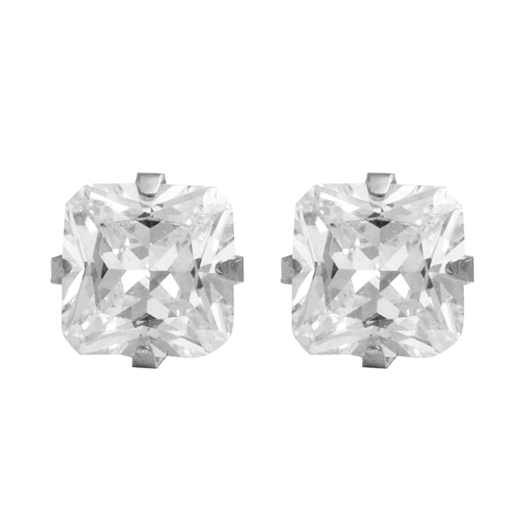 4X4MM Cubic Zirconia Princess Cut Allergy-free Stainless Steel (Single Studs) Ear Piercing Stud For Men