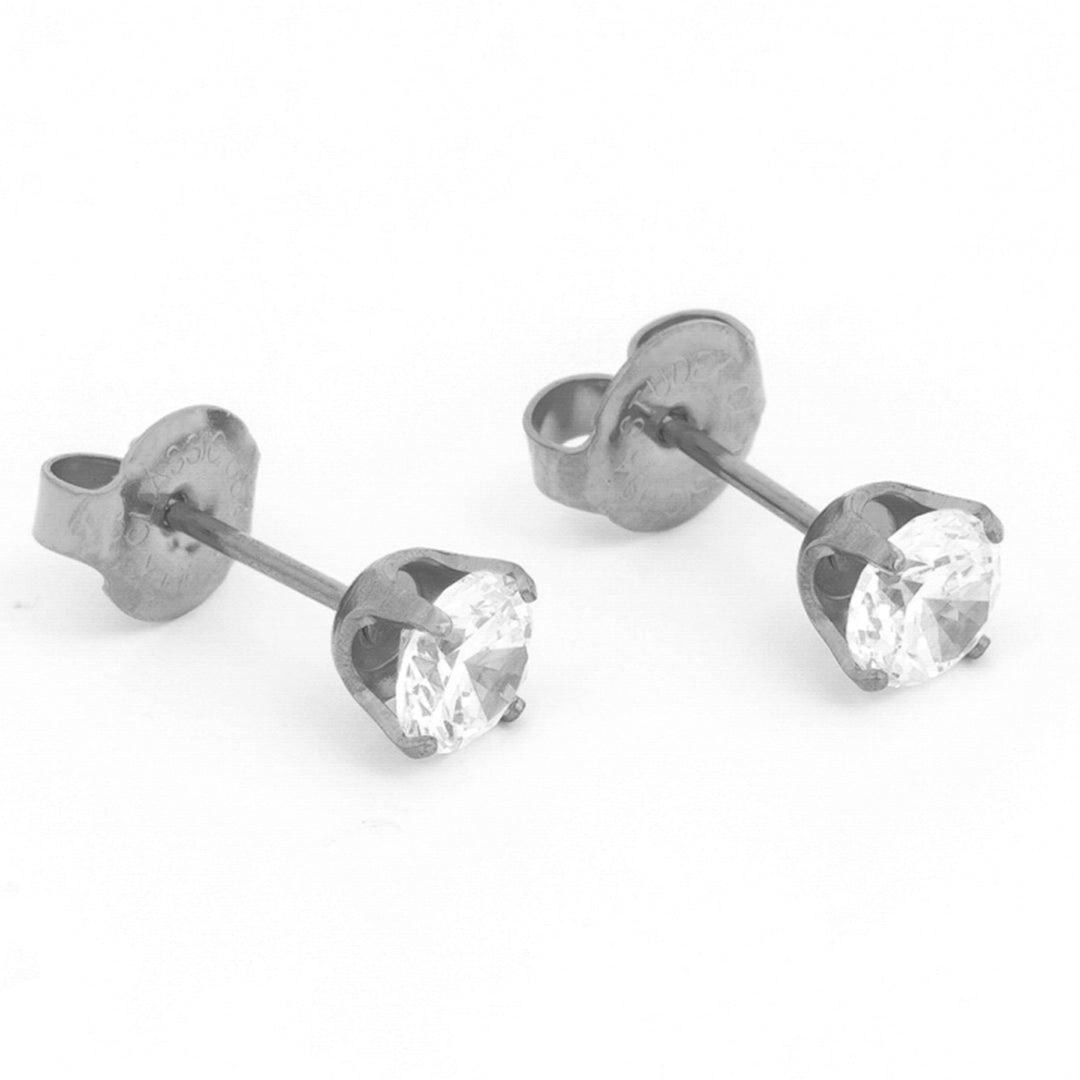 5MM Cubic Zirconia Allergy-free Stainless Steel (Single Studs) Ear Piercing Stud For Men