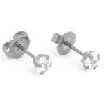 Load image into Gallery viewer, 5X5MM Cubic Zirconia Princess Cut Allergy-free Stainless Steel (Single Studs) Ear Piercing Stud For Men
