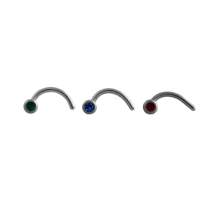 Body Jewellery Nose Screw Siam/Emerald/Sapphire 20G 1MM Stainless Steel Nose Stud