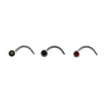 Load image into Gallery viewer, Body Jewellery Nose Screw Ruby/Crystal/Black Jet 20G 1MM Stainless Steel Nose Stud

